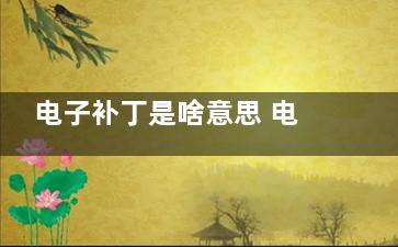 电子补丁是啥意思 电子补丁是什么梗